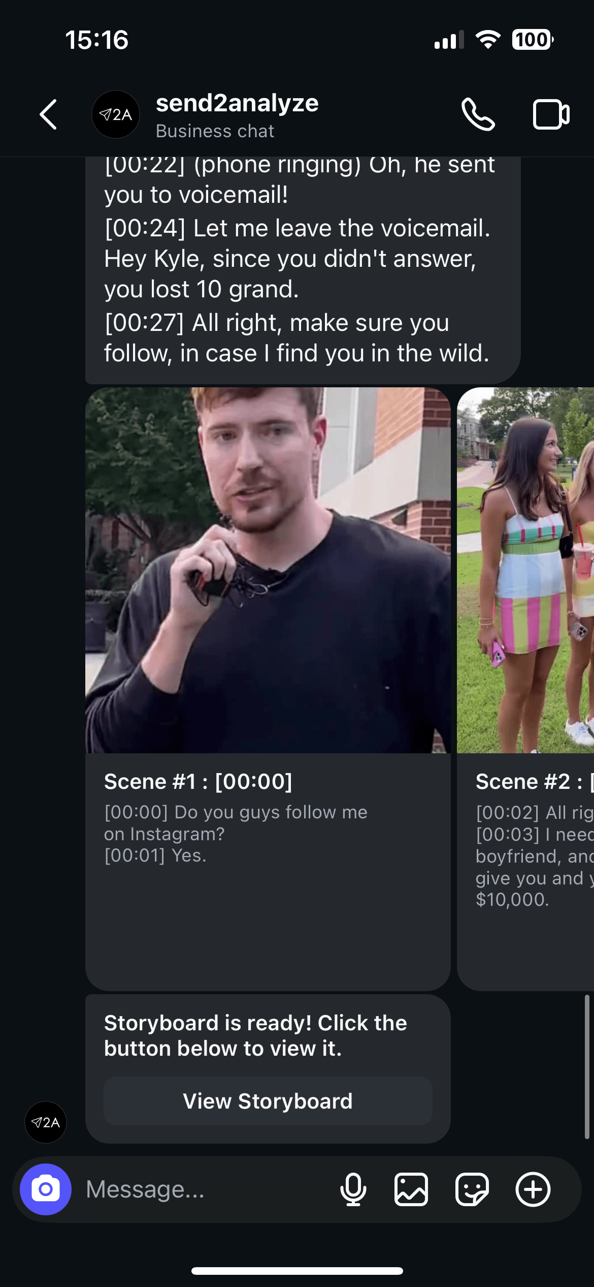 Send2Analyze Instagram DM step 3